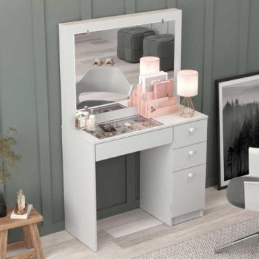 Imagem de Penteadeira Ditália 4 Gavetas c/tampo de vidro PE-120 Cozy, Branco
