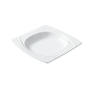 Imagem de Prato doméstico branco esmaltado cor média requintado simples irregular prato fundo quadrado 24 cm