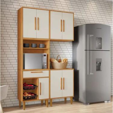 Imagem de Cozinha Lorena 7 Pts C/ Fruteira Kaiki Móveis - Nature/off