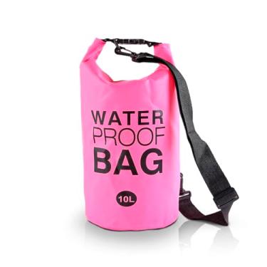 Imagem de Bolsa Saco Estanque à Prova D'água 10L Alça Ajustável para Piscina Praia e Mergulho Impermeavel PVC (Rosa)