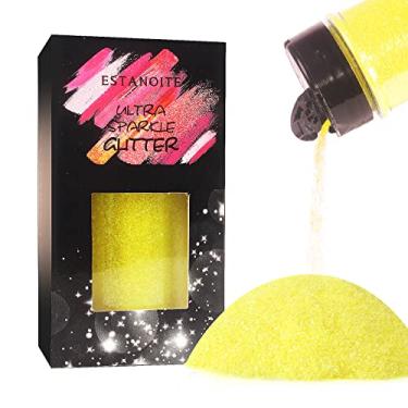 Imagem de Pó de glitter ultra fino iridescente 60 g arco-íris resina glitter flocos de PET artesanato lantejoulas chips epóxi flocos para fazer geleca (amarelo neon)
