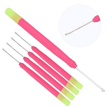 Imagem de Generic Agulha de crochê, Agulhas de Roer As Ferramentas de Cabelo de Trança Portátil de Gancho de crochê para Trancar Cabelos (Alça vermelha rosa mais cauda verde)