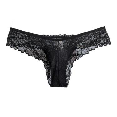 Imagem de Calcinha Renda Sem Costura - Preta - Preto - tamanho  40 - c malhas