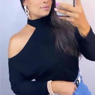 Imagem de Blusa manga longa decote no ombro gola alta feminino - Filó Modas, g, 