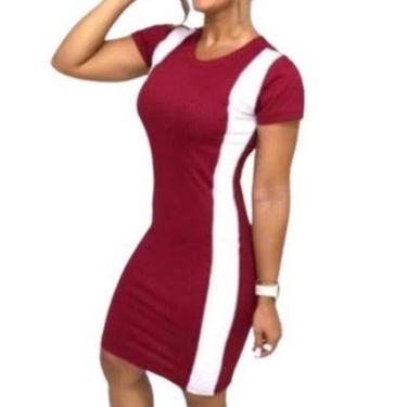 Imagem de Vestido manga curta listra branca canelado moda - Filó Modas, P, Preto