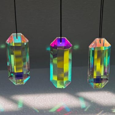 Imagem de BAINESS 3 peças de prismas apanhadores de sol de cristal de 7,6 cm, cristais apanhadores de sol coloridos AB, enfeites de Natal para pendurar em ambientes internos, prismas para o Natal, pátio, lustre