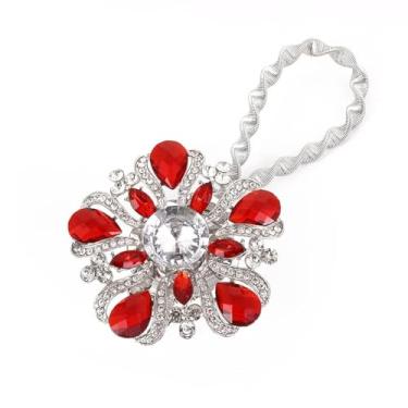 Imagem de FURIJING Grampos De Cortina Magnéticos, Prendedores De Cortina De Janela Com Flores Brilhantes, Fivelas De Retenção, Clipes De Amarração, Suportes De Cortina Com Corda De Arame De Mola Elástica Para D