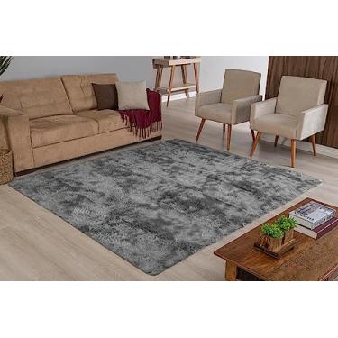 Imagem de Tapete Para Sala E Quarto 2,40M Cinza Peludo Antiderrapante