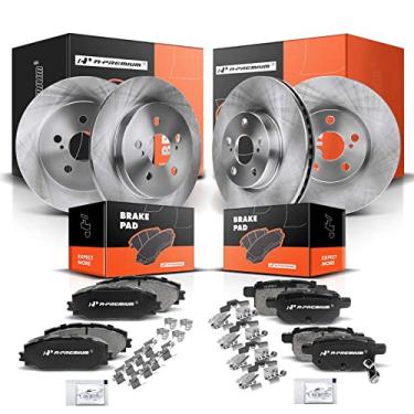 Imagem de A-Premium Rotores de freio a disco sólido dianteiro e traseiro + kit de pastilhas de cerâmica compatível com modelos selecionados Pontiac e Toyota - Vibe 2009-2010, Corolla 2009-2019, Matrix