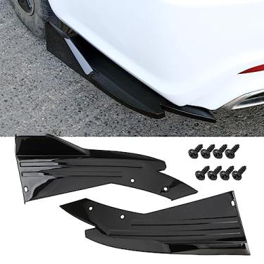 Imagem de OtpOutopa 2 peças de spoiler universal para carro, para-choque traseiro, carroceria, canard, difusor, spoilers, preto, para-choque dianteiro, saia lateral, spoiler, divisor, protetor de spoiler, kit