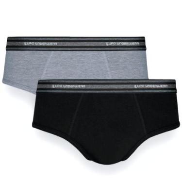 Imagem de Kit Cueca Slip Lupo Com Elastano 2 Peças - Preto e Cinza, M