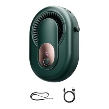 Imagem de Fenteer Ventilador de cintura acessório multifuncional mesa prático ventilador de mão pendurado no pescoço para caminhadas escalada mochila ao ar livre em, Verde
