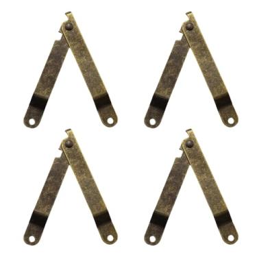 Imagem de Adyoney Pacote com 4 dobradiças de suporte de tampa dobrável de latão antigo, dobradiças elegantes e funcionais, projetadas para caixas de madeira, estojos de joias e baús, com 8 peças de parafusos de