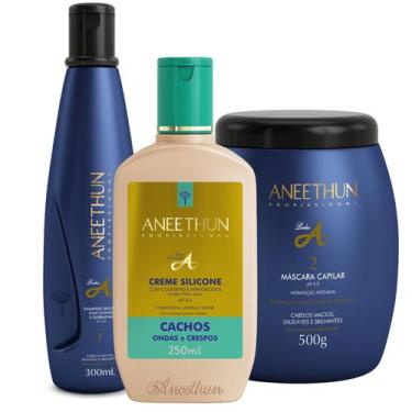 Imagem de Kit Linha A Aneethun com Creme de Silicone Cachos Hidratação