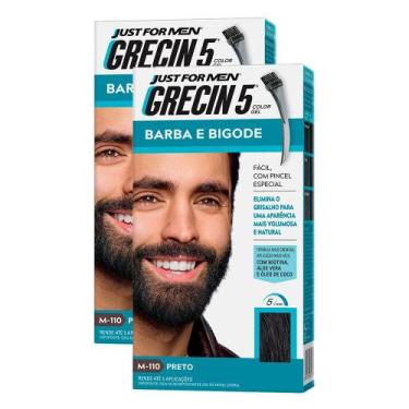 Imagem de Kit 2 Grecin 5 Barba e Bigode Gel Tonalizante Preto