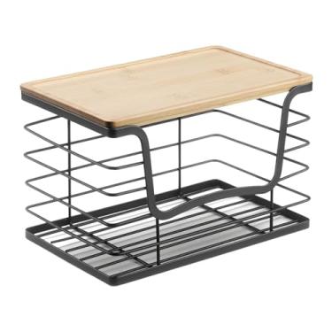 Imagem de Ioensy Suporte de armazenamento para balcão de cozinha, suporte para rolo de saco de lixo, sala de estar, embaixo da pia, casa com tampa de madeira,