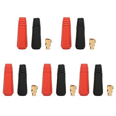 Imagem de 5pcs plugue rápido, junta de cabo de solda conector rápido par máquina de solda 10-25 quadrado estilo europeu conector máquina de solda longo + longo tipo vermelho + preto
