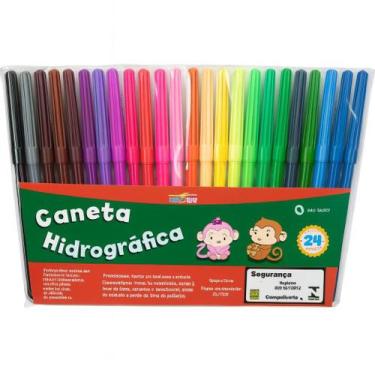 Imagem de Caneta Hidrocor Leo&Leo 24 Cores Vividas Estojo Escolar