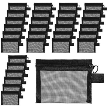 Imagem de MAQUITA Pacote com 30 mini bolsas de malha com zíper, 12 x 10 cm, organizador de maquiagem de nylon, portátil, bolsa de cosméticos para viagem, kit de acessórios de beleza, bolsa de armazenamento de
