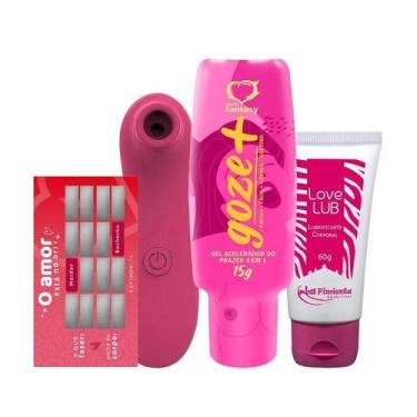 Imagem de Kit Vibrador Feminino, Lubrificante Neutro e Jogo Sensual Casal Excita