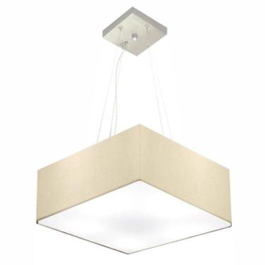 Imagem de Lustre Pendente Quadrado Md-4196 Cúpula em Tecido 15/45x45cm Algodão Crú - Bivolt