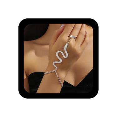 Imagem de YienDoo Boho cobra bracele anel de dedo pulseira declaração serpente escravo corrente punk banda aberta anel cobra corrente pulseiras cobra arnês mão pulseiras amizade jóias para mulheres, one size