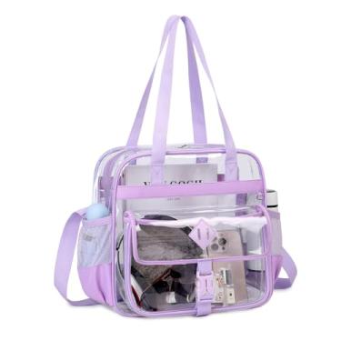 Imagem de MOONBABY Bolsa transparente para eventos de estádio, bolsa transparente transparente com alça removível para esportes, shows, trabalho, viagens, Roxa, Medium