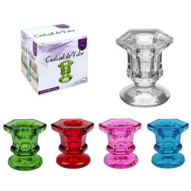 Imagem de Castiçal de Vidro Sextavado (3 Und) - YA Decor, Transparente