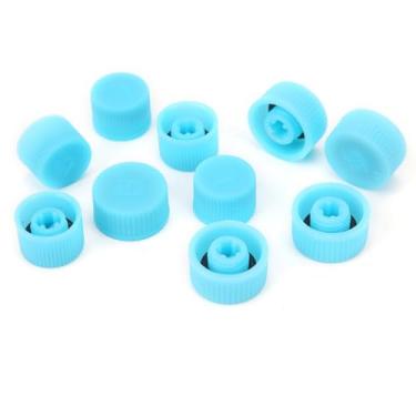 Imagem de Caps de porta de refrigerante CA Caps 10pcs Altos ar condicionados laterais Capas de poeira com anel de veção ajuste universal para a maioria dos veículos ABS azul