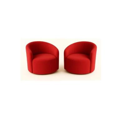 Imagem de Kit 02 Poltronas Curva Orgânica Nature Gaia Suede Vermelho - Montanari