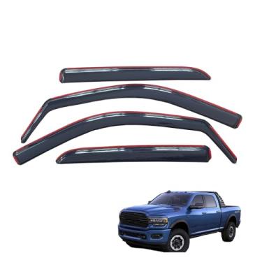 Imagem de Gldifa Incahnenl Protetor de chuva para viseira de janela compatível com Dodge RAM 1500 Crew Cab 2009-2018 defletor de vento fumê 4 peças