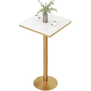 Imagem de Mesa De Centro De Mármore Mesa De Bar De Coquetel Alta Mesa De Bar Quadrada Fácil Montagem Mesa De Pub De Bistrô Alto Com Base De Metal Para Sala De Estar Cozinha Varanda, A, 105