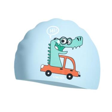 Imagem de oshhni Touca de natação infantil Touca de banho elástica para meninos e meninas Chapéu de natação infantil confortável à prova d'água para esportes