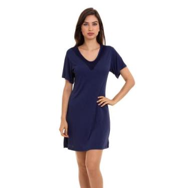 Imagem de Camisola Curta com Renda Marinho Sepie 1001 Liganete, G, Marinho