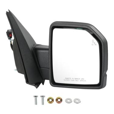 Imagem de JDMSPEED Espelho retrovisor do lado direito do passageiro compatível com Ford F150 2015-2020 com luzes de poça aquecidas de vidro elétrico, lâmpada transparente, detecção de ponto cego, dobrável