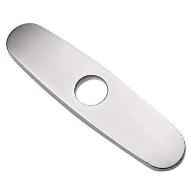 Imagem de Wovier Placa de torneira, placa de cobertura de furo de pia de níquel escovado, placa de escudo circular de 25 cm placa de deck de aço inoxidável circular 304 para torneira misturadora de banheiro ou