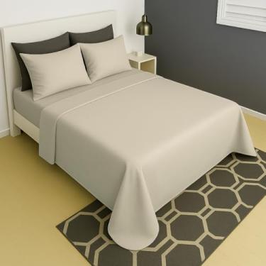 Imagem de Lençol Casal Sem Elástico Superior Malha Liso 100% Algodão (Bege)