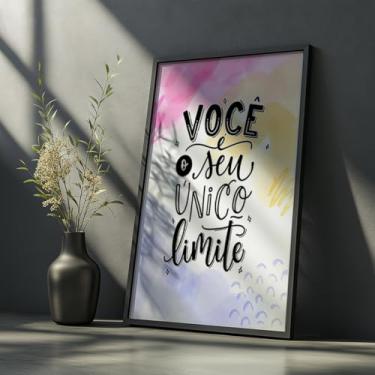 Imagem de Quadro Decorativo Seu Limite Com Moldura | Placa Decorativa Frase Motivacional Superação Crescimento