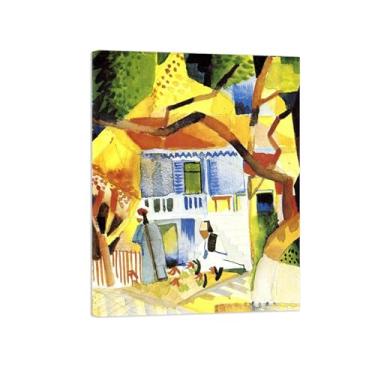 Imagem de Pinturas Famosas em Tela-Quadros Decorativos-Courtyard of Villa-Pôster e Impressões para Sala de Estar e Casa 20x25cm8x10in Tela Embrulhada