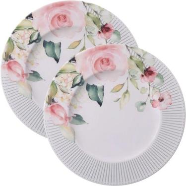 Imagem de Kit Jogo Prato Raso Jantar 10 Pessoas 10Pçs Chá Ornatta 28cm - Genéric