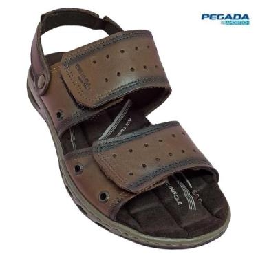 Imagem de Sandália Pegada  Couro legítimo Anilina Masculino 3 Tipos De Ajustes, 