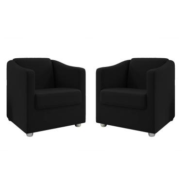 Imagem de Kit 2 Poltronas Decorativa Bia Suede Preto Dal Poz Estofados