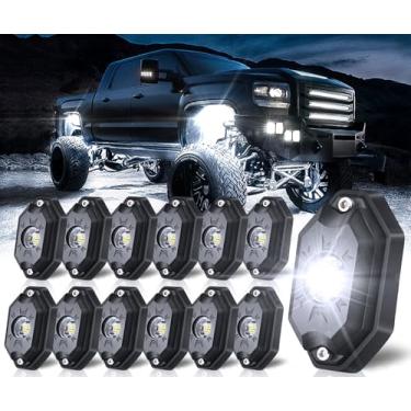 Imagem de Luzes de rocha brancas, luzes de LED LEDMIRCY R5, 12 peças para caminhões, UTV, off-road, barco, quadriciclo, SUV, luzes brancas puras, super brilhantes, de alta potência, sob brilho, luz neon à prova
