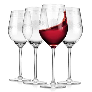 Imagem de Royalrose Taças de vinho vintage premium Delight, 500 ml – sopradas à mão com haste longa gravada, vidro clássico para casamentos, jantares e presentes de Natal (Taça de vinho tinto)