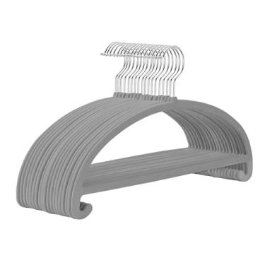 Imagem de MIZGI Pacote com 50 cabides de veludo cinza – sem batidas, ganchos cromados resistentes antiderrapantes para jaquetas, casacos, calças