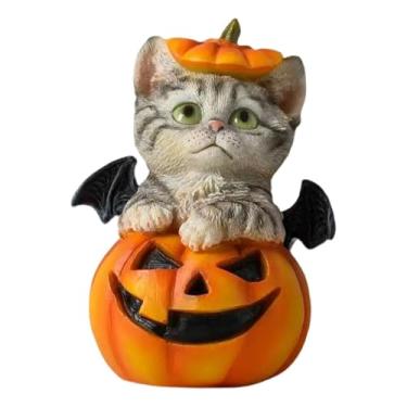 Imagem de Ｂｅｓｇａ Estátua de Gato de Abóbora de Halloween, Ornamento Decorativo, Decoração de Halloween, Pequena Escultura para Prateleira, Sala de Estar, Fazenda, Mesa