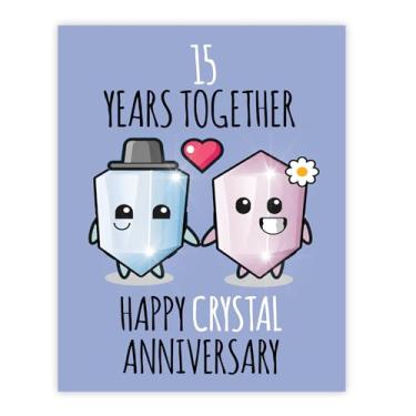 Imagem de Stuff4 Pôster de 15º aniversário sem moldura - 15 anos juntos - Feliz aniversário de 15 anos de casamento presentes fofos para esposa companheira namorado parceiro marido namorada, aniversários de 20