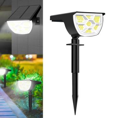 Imagem de Kit de Luzes Solares de Jardim – Holofotes LED com Espeto Externo, IP65 à Prova d'Água, 3 Modos de Iluminação – Energia Solar para Quintal e Áreas Externas (68 LED - Branco Frio, 2)