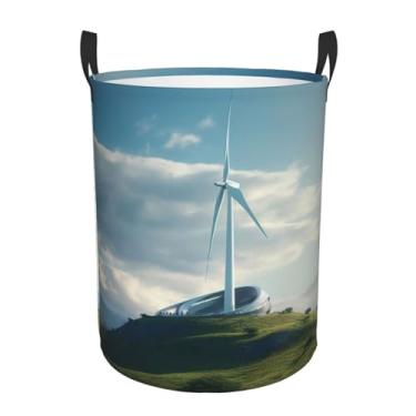 Imagem de Cesto de lavanderia de turbina eólica, dobrável, impermeável, cesto de armazenamento de roupas com alças, pano Oxford, organizador de brinquedos, cesta para banheiro, lavanderia, quarto, médio
