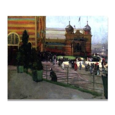 Imagem de From The Verandah John Lavery Iconic Realist Portrait & War Scene Canvas Art – Decoração de parede irlandesa atemporal para casa 39,98 x 48 cm Un Framed